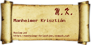 Manheimer Krisztián névjegykártya